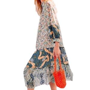 Anna Sui Cream Multicolor Dress Bohemian NWT Small